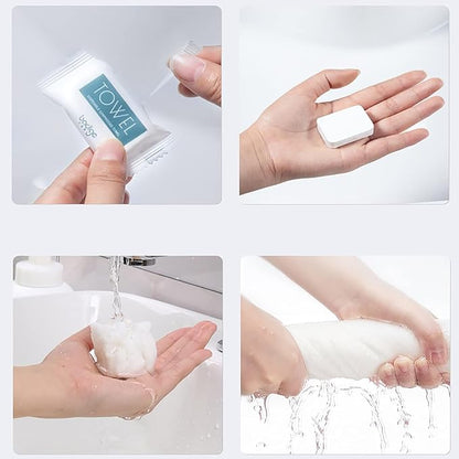 Compressed Towel Tablets - Disposable Travel Towels Face Wipes Cotton Coin Tissue for American Camping Hiking Sports Outdoors Gears Portable Compact Toilet Papers Reusable Washcloths 20 Pieces