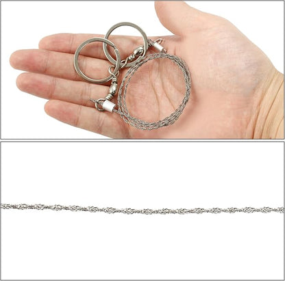 3 Pcs Hand Pocket Chainsaw Stainless Steel Emergency Saw Kit Mini Survival Wire Saw with Round Handle for Cutting Hunting Hiking Backpacking Gear(Silver)
