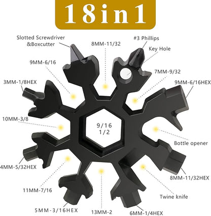 18-in-1 Stainless Steel Snowflake Keychain Multi-Tool Portable Keychain Screwdriver Bottle Opener Tool for Outdoor Camping Gift for Valentine's Day, Birthday, and Happy New Year (multi4 pack)