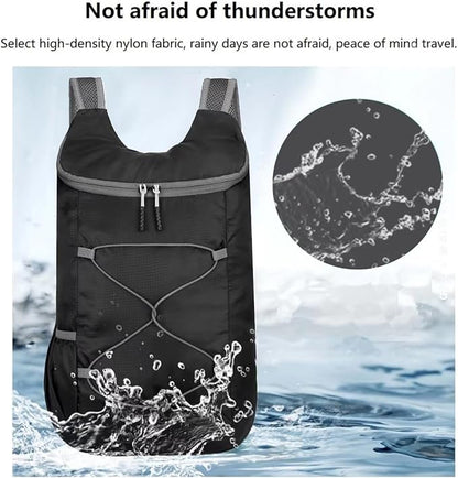 16L Hiking-Daypack Lightweight-Foldable Travel-Backpack Water-Resistant Camping Outdoor Packable Easy Carry-on Bag (Black&Gray)
