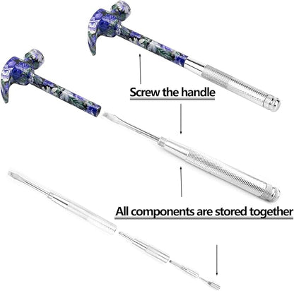 6-in-1 Multi-Tool Camping Hammer Set with Slotted/Flat Head Phillips Screwdriver for Mechanical Maintenance, Interior Decoration, Outdoor Adventures, Best Gift (purple)