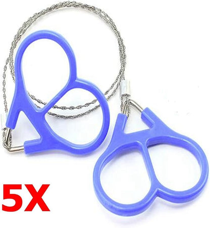 5 Pairs Survival Saw Wire Saws Universal Saw Camping Saw, Commando Wire Saw Bulk,Ideal for Survival Kits