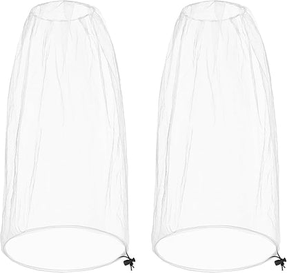 2 Pack Ultra Large Mosquito Net 42x25 Inches Mosquito Head Net Oversized Insect Netting Bug Fits Most Hats for Gardening Hiking Fishing Traveling(White)