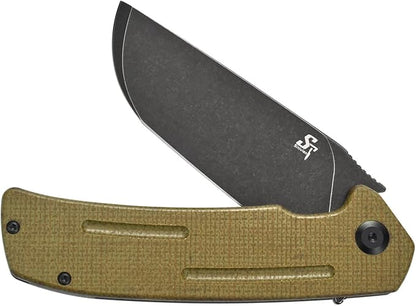 Sitivien ST133 Folding Knife,D2 Blade,Micarta Handle EDC Tool Knife for Outdoor Camping Hiking(Green)