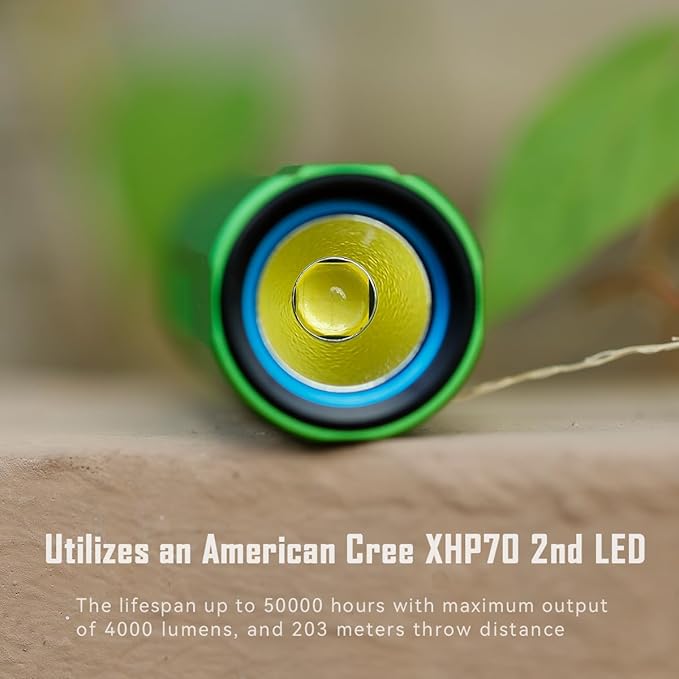 IMALENT LD70 Pocket EDC Flashlight, 4000 Lumens Compact Bright Powerful Flashlights with CREE XHP70.2 LED, Rechargeable Handheld Torch for Camping and Hiking (Fruit Green)