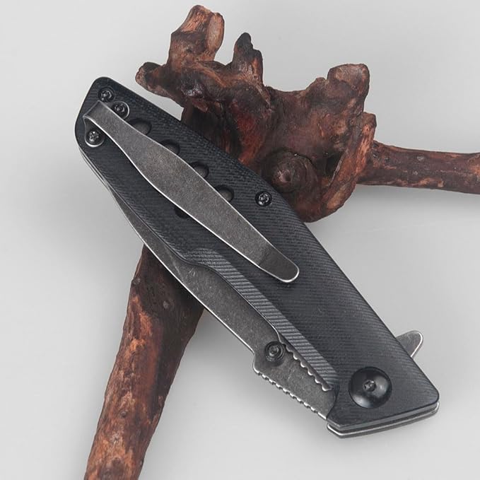 ILEAF Pocket Folding Knife, 3.2 inch 5Cr13 Stainless Steel Blade, Black G10 Handle, Liner Lock for Everyday Carry Outdoor Camping (5Cr13 Steel)