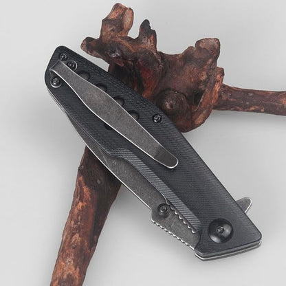 ILEAF Pocket Folding Knife, 3.2 inch 5Cr13 Stainless Steel Blade, Black G10 Handle, Liner Lock for Everyday Carry Outdoor Camping (5Cr13 Steel)