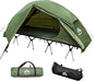 Night Cat Camping Cot Tent for 1 Person Off Ground Elevated Tent Cot Foldable Camping Sleeping Bed with Rainfly Waterproof Green