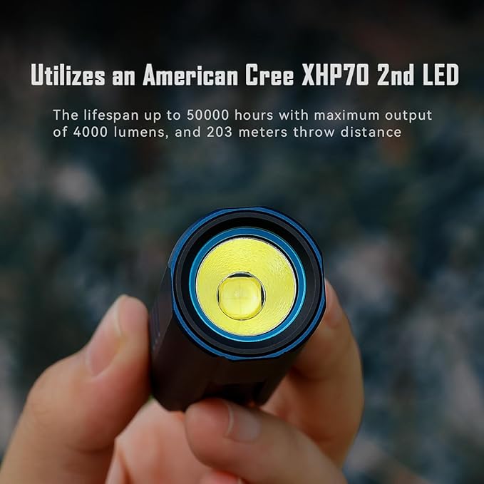 IMALENT LD70 Pocket EDC Flashlight, 4000 Lumens Compact Bright Powerful Flashlights with CREE XHP70.2 LED, Rechargeable Handheld Torch for Camping and Hiking (Royal Blue)