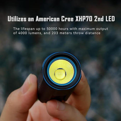 IMALENT LD70 Pocket EDC Flashlight, 4000 Lumens Compact Bright Powerful Flashlights with CREE XHP70.2 LED, Rechargeable Handheld Torch for Camping and Hiking (Royal Blue)