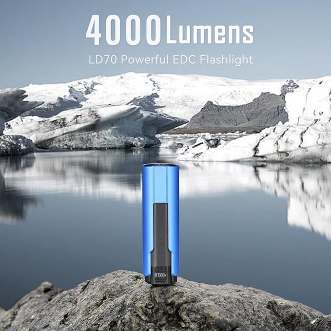 IMALENT LD70 Pocket EDC Flashlight, 4000 Lumens Compact Bright Powerful Flashlights with CREE XHP70.2 LED, Rechargeable Handheld Torch for Camping and Hiking(Blue)