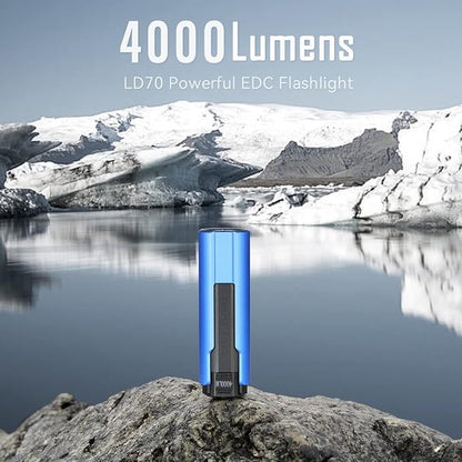 IMALENT LD70 Pocket EDC Flashlight, 4000 Lumens Compact Bright Powerful Flashlights with CREE XHP70.2 LED, Rechargeable Handheld Torch for Camping and Hiking(Blue)