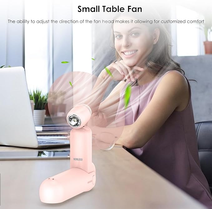 4 IN 1 Portable Handheld Fan,Personal Foldable Cooling Fan, Mini Pocket Fan,Desk Fan,Hand Fan,Flashlight,Power Bank,Table Lamp,Camping Travel Beach Fan, Birthday Gifts for Women Men(Pink)