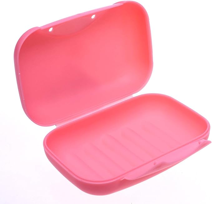 2 Pcs Plastic Soap Case Holder Container Box Home Outdoor Hiking Camping Travel Pink