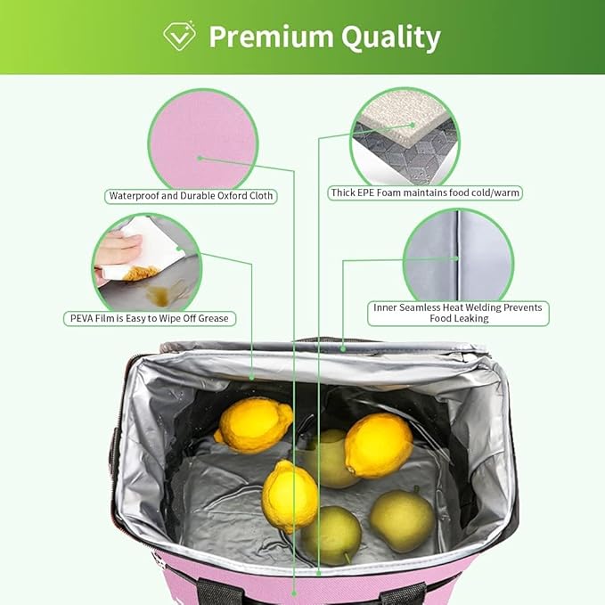 Iknoe Large Cooler Bag Collapsible 24 Can Insulated Bags Leakproof Lunch Cooler Tote with Multi-Pockets for Adult Insulated Thermal Bag for Beach, Picnic, Office Work