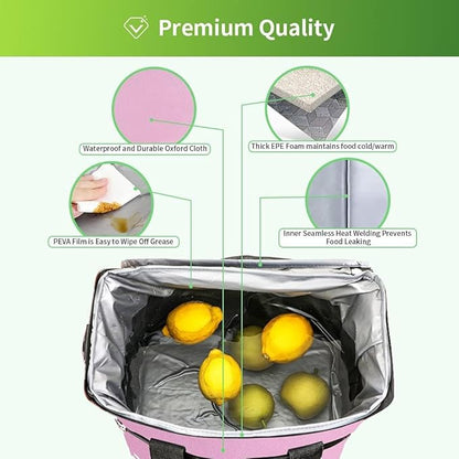 Iknoe Large Cooler Bag Collapsible 24 Can Insulated Bags Leakproof Lunch Cooler Tote with Multi-Pockets for Adult Insulated Thermal Bag for Beach, Picnic, Office Work