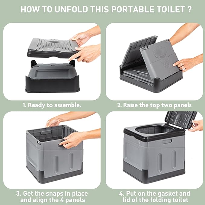 Portable Camping Toilet Foldable Porta Potty For Travel Car 11X12X11 inch