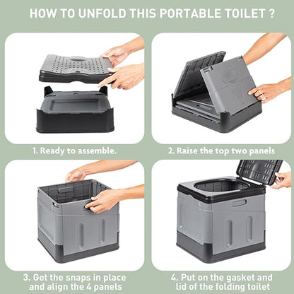 Portable Camping Toilet Foldable Porta Potty For Travel Car 11X12X11 inch