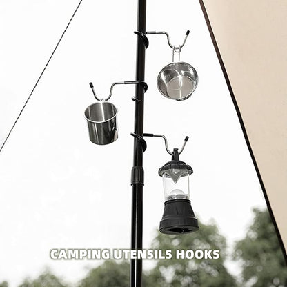 Camping Lantern Hook 3 Pcs Outdoor Tent Light Lamp Hanger Multi-Purpose Camping S Shape Lamp Hanger Versatile Light Pole Hooks Stainless Steel Non-Slip Water Bottle Cup Holder for Fishing Hunting