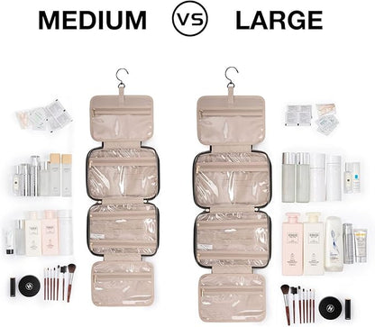 BAGSMART Toiletry Bag Travel Bag with Hanging Hook, Water-resistant Makeup Cosmetic Bag Travel Organizer for Accessories, Shampoo, Full Sized Container, Toiletries Grey, Large