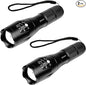 2 Pack LED Tactical Flashlight Military Grade Single Mode High Lumens Zoomable Flashlights Portable Handheld Flash Lights for Camping Outdoor Emergency
