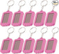 10 Pack Solar Mini Keychain Light Pocket Tiny LED Flashlight Rechargeable, Bright Small Flashlights Torch for EDC, Emergency, Power Outage,Camping, Party Favors (Pink)