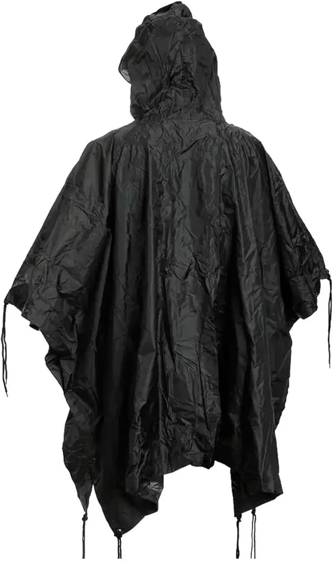 Mil-Tec Adult Ripstop Wet Weather Lightweight Waterproof Multi-Use Rain Poncho with Hood - Use as Bivouac Sack, Shelter Tent