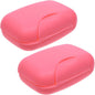 2 Pcs Plastic Soap Case Holder Container Box Home Outdoor Hiking Camping Travel Pink
