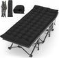 Suteck Camping Cot, 32In XXL Folding Camping Cot Heavy Duty Sleeping Bed for Adults 1200D Double Layer Oxford Cots for Camping W/Pilllow Mattress Carry Bag for Home Office Nap Beach Travel, 500LBS