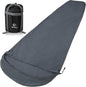 REDCAMP Mummy Fleece Sleeping Bag Liner with Hood, Great for Adult Warm or Cold Weather, 90" Long Full Sized Zipper Camping Blanket for Outdoor, Grey