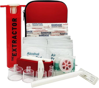 Snake Bite Kit for Humans,Rattlesnake Bite Kit,Bee Sting Kit, Venom Snake Bite Kit for Dogs,Venom Extractor Kit,Venom Extractor Suction Pump, Bite and Sting First Aid for Hiking,Camping(Red)