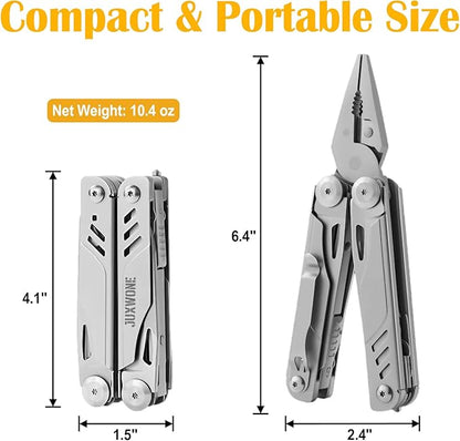 18-in-1 Multitool Pocket Size, Pliers with Knives, Scissors, Wire Cutter, Saw, Bottle Opener, Excellent Stainless Steel, Unique Gift, Essential Gear for Camping, Hiking, Fishing, Outdoor, DIY, EDC
