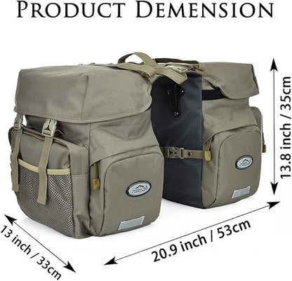 Dreamoon 50L Bike Panniers, Waterproof Bicycle Commuting Bag Saddle Bags with Rain Cover, Bike Rear Seat Bag Carrier with Reflective Trim, Cycling Organizer for Width Less Than 7 inches Rack (Gray)