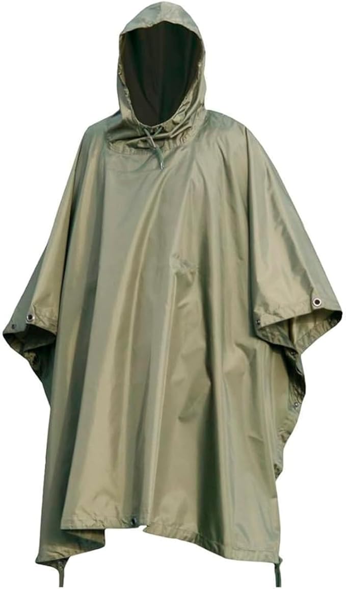 Mil-Tec Adult Ripstop Wet Weather Lightweight Waterproof Multi-Use Rain Poncho with Hood - Use as Bivouac Sack, Shelter Tent