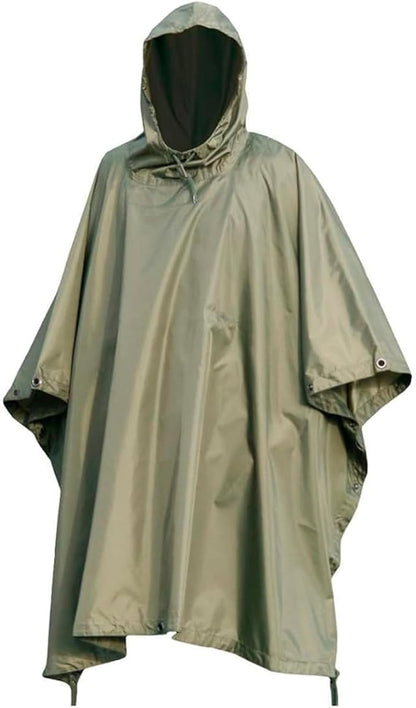 Mil-Tec Adult Ripstop Wet Weather Lightweight Waterproof Multi-Use Rain Poncho with Hood - Use as Bivouac Sack, Shelter Tent