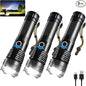 3Pack Rechargeable Flashlights High Lumens, 990000lm Super Bright Flashlight, 5Modes LED Flashlight Rechargeable, Adjustable Tactical Flashlights High Powered, Flash Lights for Emergency Camping Home
