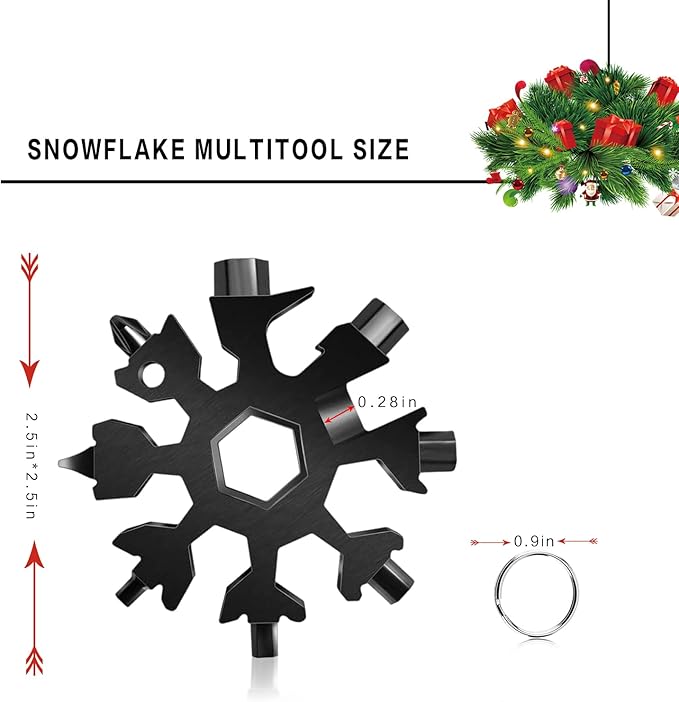 4 Pack Snowflake Multitool,18-In-1 Stainless Steel Snowflake Wrench Screwdriver Multi-Tool,for Men Christmas Great Gifts