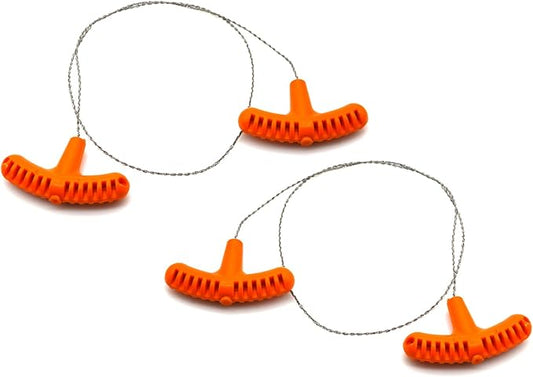 2PCS Rescue Cable Wire Hunting Fishing Hiking Camping Saw Wire Survival Chain Saw with Orange Handles Piscator Zone Outdoor Equipments