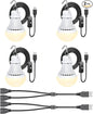 4 Pack USB Light Bulb, USB LED Camping Light Lantern, 8.2 ft Extra Length Cord Tent Light with USB Y-Cable, Portable LED Bulb for Garage Warehouse Car Truck Fishing Boat Room Emergency Light, Warm