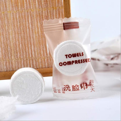 50PCS Compressed Towel, Compressed tissue, Tablet towel Coin tissue for Travel Camping Home Bathroom Beauty Salon Outdoor Sports