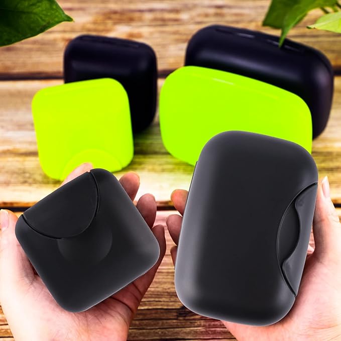 2 Pcs Plastic Soap Case Holder Container Box Home Outdoor Hiking Camping Travel Black