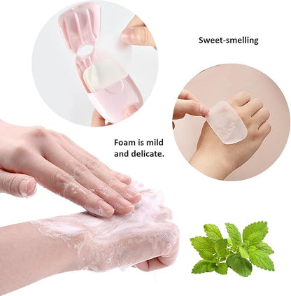 6 Boxes (300 Sheets) Mini Disposable Portable Travel Paper Hand Soap Sheets for Outdoor, Camping Hiking