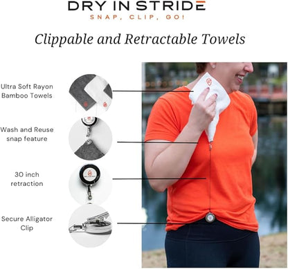 Clippable & Retractable Towels are Perfect for Exercise, Golf, Hiking, Automotive, Fishing, Sports, Yard Work & More (Dark Grey, 10x10 inch (Regular))