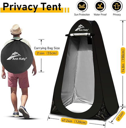 Portable Toilet with Pop Up Privacy Tent,XL Large Portable Toilet for Adults, Outdoor Camping Shower Tents Changing Room Emergency Folding Toilet Tent Kit with Carry Bag for Camping/Hinking…