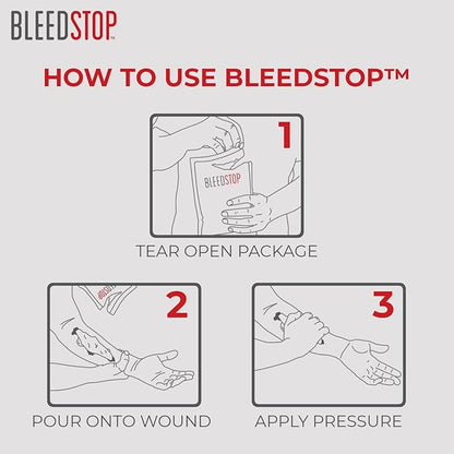 BleedStop First Aid Powder for Blood Clotting, Trauma Kit, Blood Thinner Patients, Camping Safety, and Survival Equipment for Moderate to Severe Bleeding Wounds or Nosebleeds 150 Gram