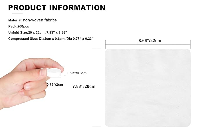 200pcs Compressed Face Towel Coin Size, Hand Towels Portable Compact Disposable Cotton Wipes Tissues Handy for Outdoor Hiking Camping Traveling, Home Wipes