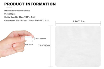 200pcs Compressed Face Towel Coin Size, Hand Towels Portable Compact Disposable Cotton Wipes Tissues Handy for Outdoor Hiking Camping Traveling, Home Wipes