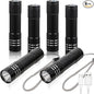 6 Pack LED Aluminum Small Mini USB C Rechargeable Flashlights, Handheld Small Flashlight Bulk for Kids, Portable Camping Bright High Lumens Flashlight Christmas Gifts (Black)