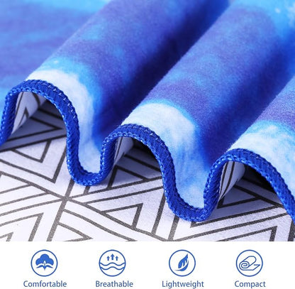 2 Pack Microfiber Oversized Beach Towel Lightweight Thin Sandproof Compact Quick Dry Clearance Towels Extra Large Sand Free Pool Travel Beach Essentials Accessories Women Men Adult Gift Blue Stripe