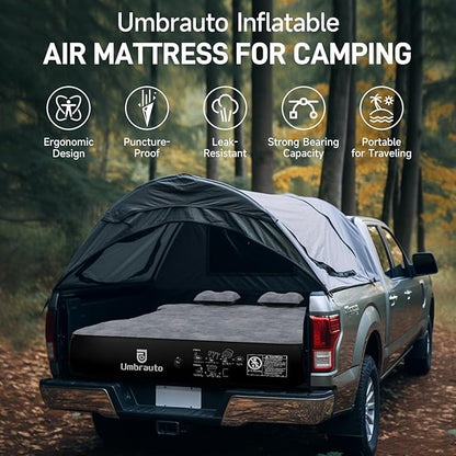 Umbrauto Air Mattress for 6-6.5ft Midsize Short Truck Beds, Inflatable Airbed with Pump for Mid Size Pickup, Pick Up Bed Air Mattress for Truck Tent Camping